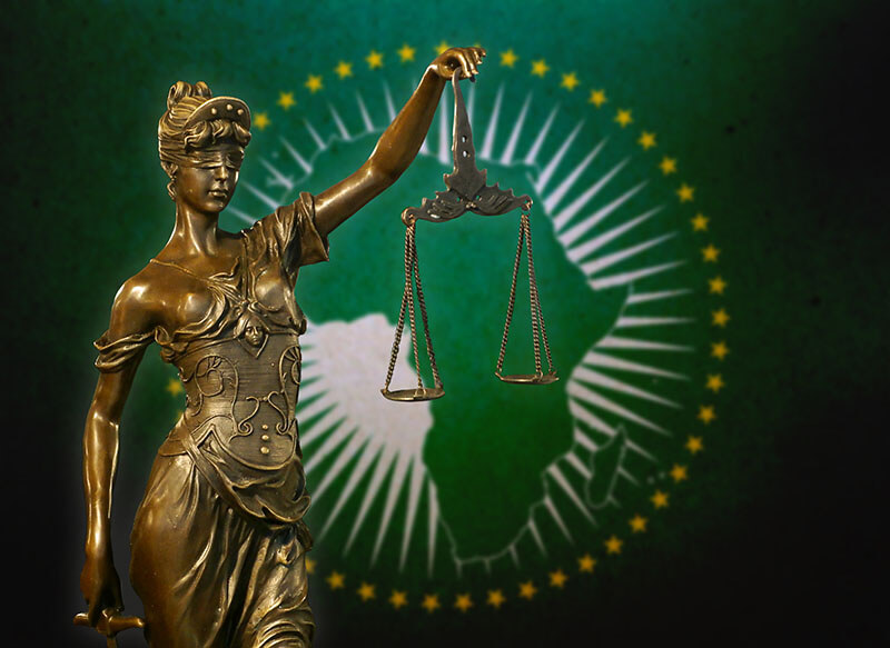 Lady justice picture with African union logo